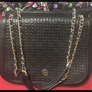 Tory Burch Black Handbag with Quilted Detail